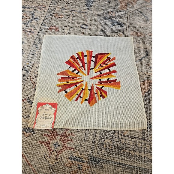 Dritz Other - Vintage Dritz Luxury Needlepoint Canvas Preworked Geometric Windmill Folk Art